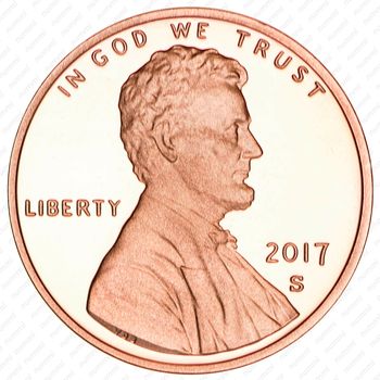 1 цент 2017, S, Линкольн - щит (Lincoln Shield Cent) [США] - Аверс