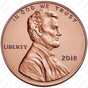 1 цент 2018, Линкольн - щит (Lincoln Shield Cent) [США] - Аверс