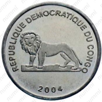 1 франк 2004, кошка [Демократическая Республика Конго] - Аверс
