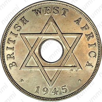 1 пенни 1945, H, знак монетного двора: "H" - Хитон, Бирмингем [Британская Западная Африка] - Реверс