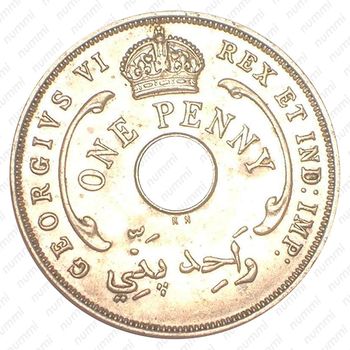1 пенни 1947, KN, знак монетного двора: "KN" - Кингз Нортон Металл, Бирмингем [Британская Западная Африка] - Аверс