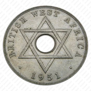 1 пенни 1951, KN, знак монетного двора: "KN" - Кингз Нортон Металл, Бирмингем [Британская Западная Африка] - Реверс