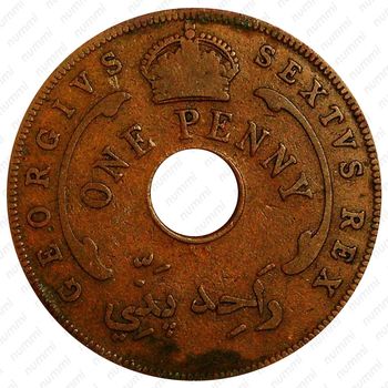 1 пенни 1952, KN, знак монетного двора: "KN" - Кингз Нортон Металл, Бирмингем [Британская Западная Африка] - Аверс