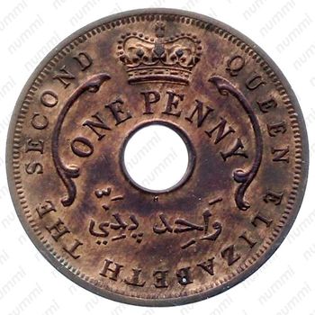 1 пенни 1956, H, знак монетного двора: "H" - Хитон, Бирмингем [Британская Западная Африка] - Аверс