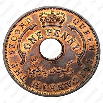 1 пенни 1956, KN, знак монетного двора: "KN" - Кингз Нортон Металл, Бирмингем [Британская Западная Африка] - Аверс