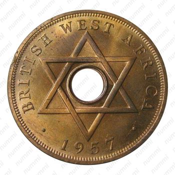 1 пенни 1957, KN, знак монетного двора: "KN" - Кингз Нортон Металл, Бирмингем [Британская Западная Африка] - Реверс