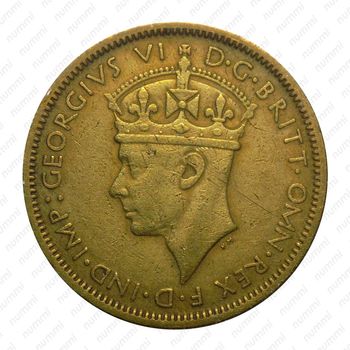 1 шиллинг 1945, KN, знак монетного двора: "KN" - Кингз Нортон Металл, Бирмингем [Британская Западная Африка] - Аверс