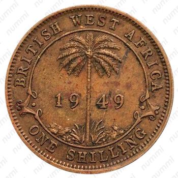 1 шиллинг 1949, KN, знак монетного двора: "KN" - Кингз Нортон Металл, Бирмингем [Британская Западная Африка] - Реверс