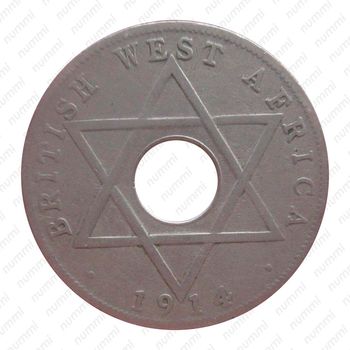 1/2 пенни 1914, K, знак монетного двора: "K" - Кингз Нортон Металл, Бирмингем [Британская Западная Африка] - Реверс