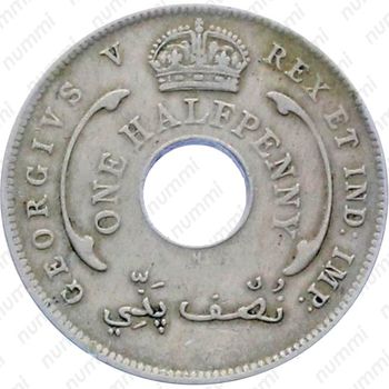 1/2 пенни 1919, H, знак монетного двора: "H" - Хитон, Бирмингем [Британская Западная Африка] - Аверс