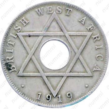 1/2 пенни 1919, H, знак монетного двора: "H" - Хитон, Бирмингем [Британская Западная Африка] - Реверс