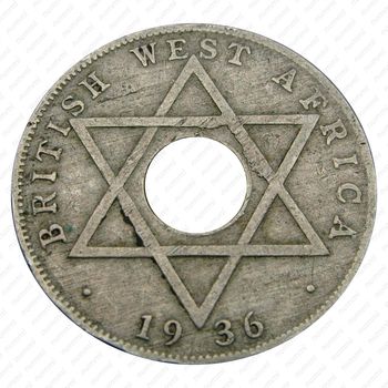 1/2 пенни 1936, H, знак монетного двора: "H" - Хитон, Бирмингем [Британская Западная Африка] - Реверс