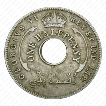 1/2 пенни 1937, H, знак монетного двора: "H" - Хитон, Бирмингем [Британская Западная Африка] - Аверс