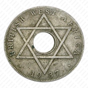 1/2 пенни 1937, H, знак монетного двора: "H" - Хитон, Бирмингем [Британская Западная Африка] - Реверс