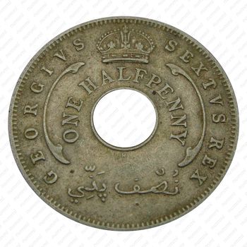 1/2 пенни 1949, H, знак монетного двора: "H" - Хитон, Бирмингем [Британская Западная Африка] - Аверс