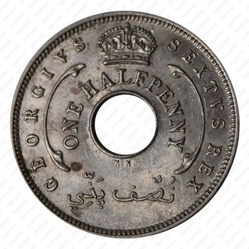 1/2 пенни 1949, KN, знак монетного двора: "KN" - Кингз Нортон Металл, Бирмингем [Британская Западная Африка] - Аверс