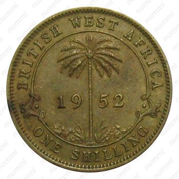 1 шиллинг 1952, H, знак монетного двора: "H" - Хитон, Бирмингем [Британская Западная Африка] - Реверс