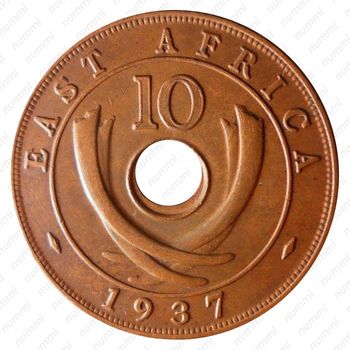 10 центов 1937, H, знак монетного двора: "H" - Хитон, Бирмингем [Восточная Африка] - Реверс