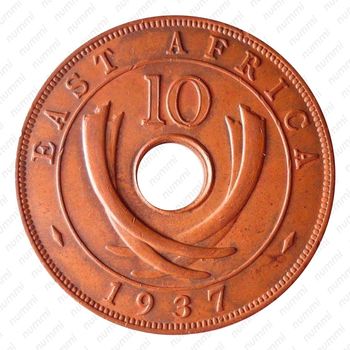 10 центов 1937, KN, знак монетного двора: "KN" - Кингз Нортон Металл, Бирмингем [Восточная Африка] - Реверс