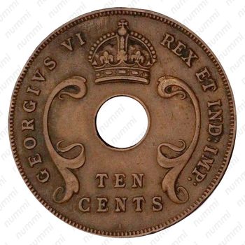 10 центов 1941, I, знак монетного двора: "I" - Бомбей [Восточная Африка] - Аверс