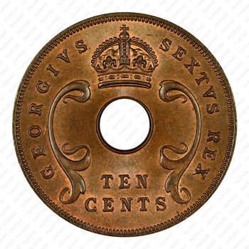 10 центов 1952, без букв [Восточная Африка] - Аверс