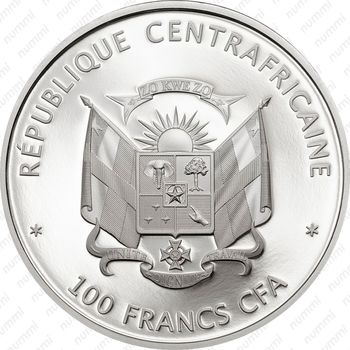 100 франков 2015, Синий кит [Центральноафриканская Республика (ЦАР)] Proof - Аверс