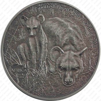 1000 франков 2018, Животные Африки - Пятнистая гиена [Республика Конго] - Реверс