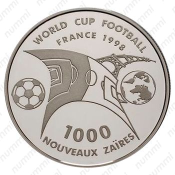 1000 заиров 1997, футбол [Демократическая Республика Конго] Proof - Реверс
