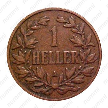 1 геллер 1905, A, знак монетного двора "A" — Берлин [Восточная Африка] - Реверс