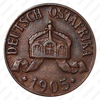 1 геллер 1905, J, знак монетного двора "J" — Гамбург [Восточная Африка] - Аверс