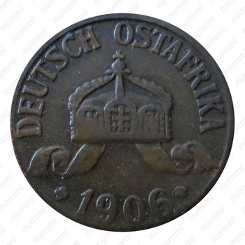 1 геллер 1906, J, знак монетного двора "J" — Гамбург [Восточная Африка] - Аверс