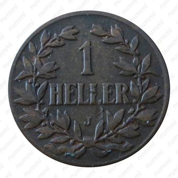 1 геллер 1906, J, знак монетного двора "J" — Гамбург [Восточная Африка] - Реверс