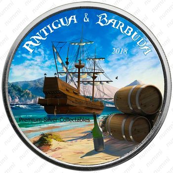 2 доллара 2018, Контрабандисты рома (Rum Runner) [Антигуа и Барбуда] Proof - Реверс