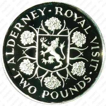2 фунта 1989, Королевский визит [Олдерни] Proof - Реверс