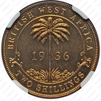 2 шиллинга 1936, H, знак монетного двора: "H" - Хитон, Бирмингем [Британская Западная Африка] - Реверс