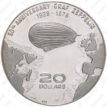 20 долларов 1978, 50-летие постройки дирижабля Граф Цеппелин (Graf Zeppelin) [Доминика] Proof - Реверс