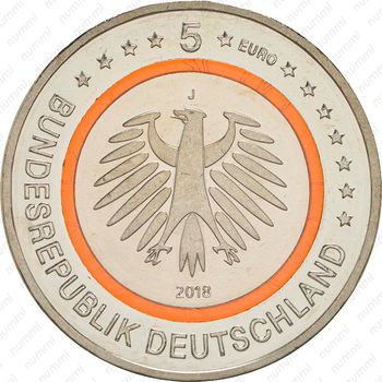 5 евро 2018, J, Субтропическая зона [Германия] - Аверс