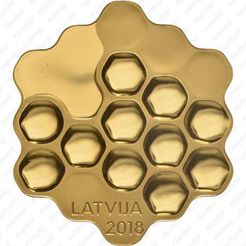 5 евро 2018, Пчелиные соты [Латвия] Proof - Аверс