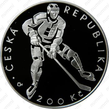 200 крон 2008, хоккей [Чехия] Proof - Аверс