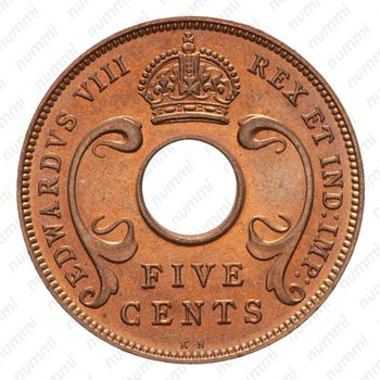 5 центов 1936, KN, Эдуард VIII [Восточная Африка] - Аверс