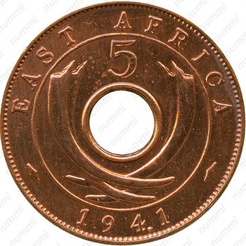 5 центов 1941, I, знак монетного двора: "I" - Бомбей [Восточная Африка] - Реверс