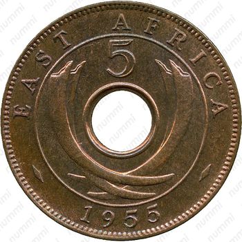 5 центов 1955, KN, знак монетного двора: "KN" - Кингз Нортон Металл, Бирмингем [Восточная Африка] - Реверс