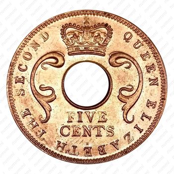 5 центов 1956, H, знак монетного двора: "H" - Хитон, Бирмингем [Восточная Африка] - Аверс