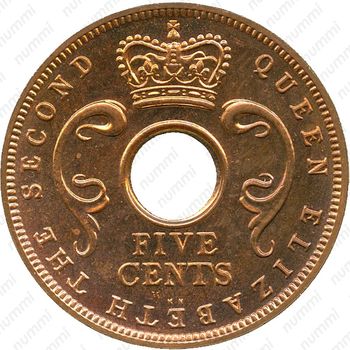 5 центов 1956, KN, знак монетного двора: "KN" - Кингз Нортон Металл, Бирмингем [Восточная Африка] - Аверс