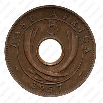 5 центов 1957, H, знак монетного двора: "H" - Хитон, Бирмингем [Восточная Африка] - Реверс