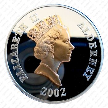 5 фунтов 2002, 50 лет правлению Королевы Елизаветы II (золотой юбилей) [Олдерни] Proof - Аверс