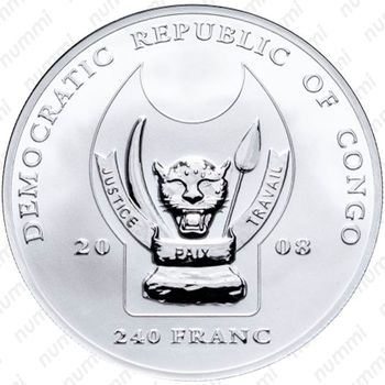 240 франков 2008, леопард [Демократическая Республика Конго] Proof - Аверс