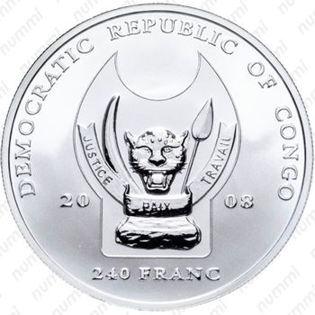 240 франков 2008, слон [Демократическая Республика Конго] Proof - Аверс