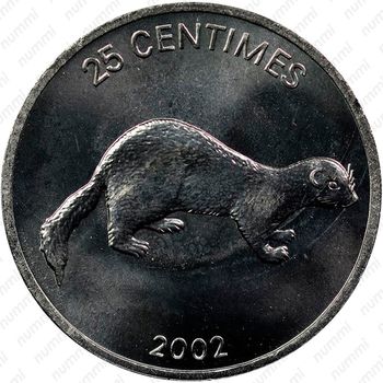 25 сантимов 2002, ласка [Демократическая Республика Конго] - Реверс