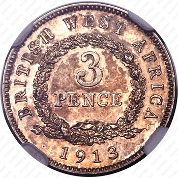 3 пенса 1913, без обозначения монетного двора [Британская Западная Африка] - Реверс
